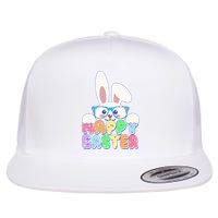Cute Happy Easter Bunny Rabbit With Glasses Flatbill Hat