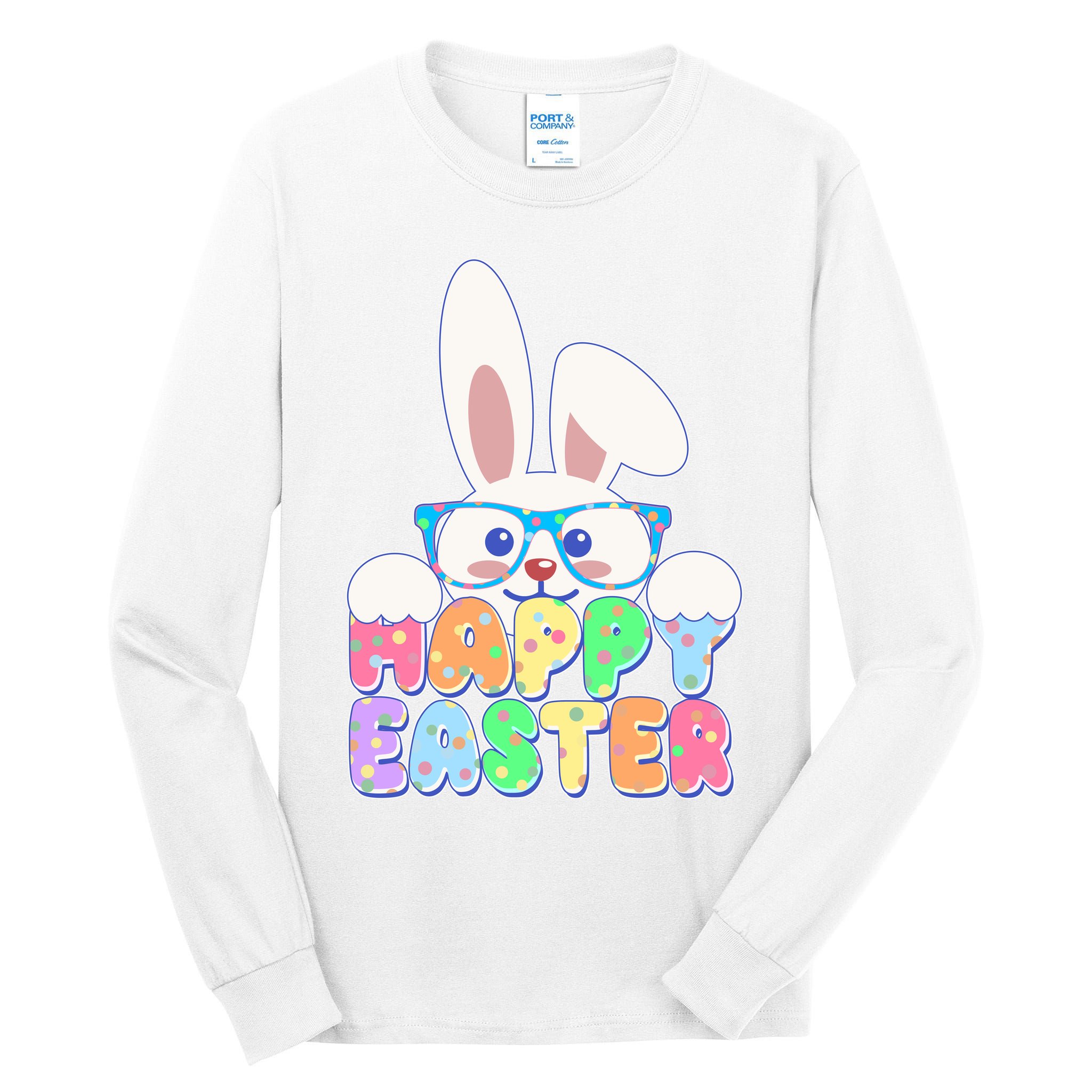 Cute Happy Easter Bunny Rabbit With Glasses Tall Long Sleeve T-Shirt