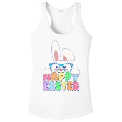 Cute Happy Easter Bunny Rabbit With Glasses Ladies PosiCharge Competitor Racerback Tank