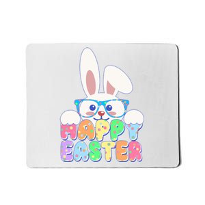 Cute Happy Easter Bunny Rabbit With Glasses Mousepad