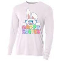 Cute Happy Easter Bunny Rabbit With Glasses Cooling Performance Long Sleeve Crew