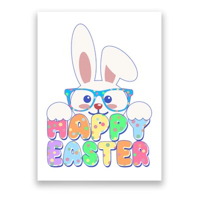 Cute Happy Easter Bunny Rabbit With Glasses Poster
