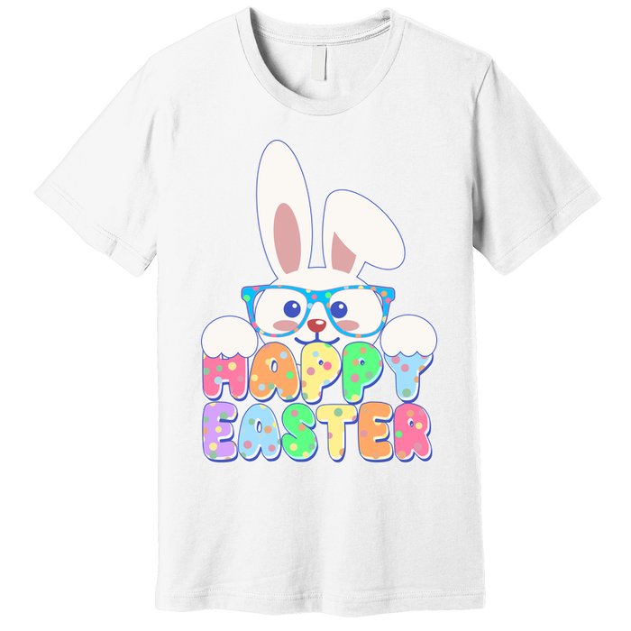 Cute Happy Easter Bunny Rabbit With Glasses Premium T-Shirt