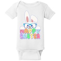 Cute Happy Easter Bunny Rabbit With Glasses Baby Bodysuit