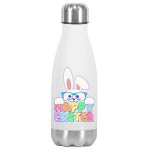 Cute Happy Easter Bunny Rabbit With Glasses Stainless Steel Insulated Water Bottle