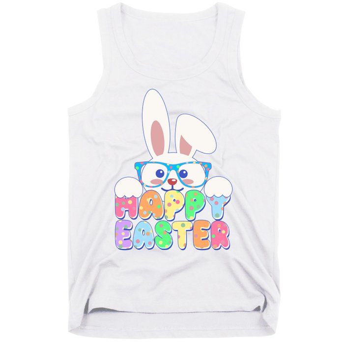 Cute Happy Easter Bunny Rabbit With Glasses Tank Top