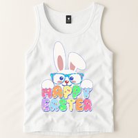 Cute Happy Easter Bunny Rabbit With Glasses Tank Top