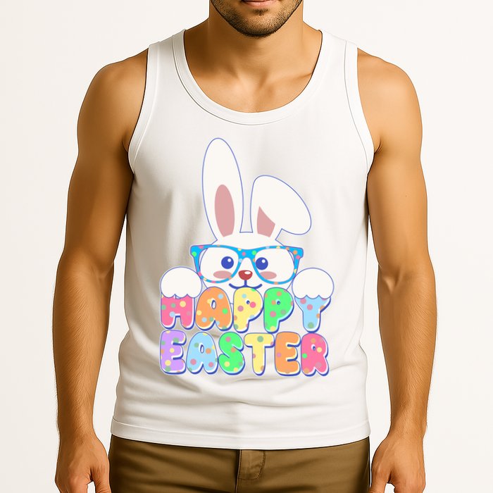 Cute Happy Easter Bunny Rabbit With Glasses Tank Top