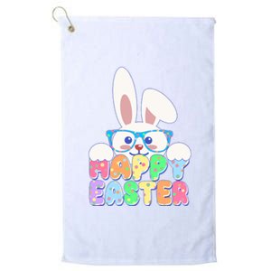 Cute Happy Easter Bunny Rabbit With Glasses Platinum Collection Golf Towel