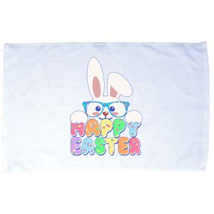 Cute Happy Easter Bunny Rabbit With Glasses Microfiber Hand Towel