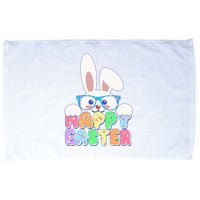 Cute Happy Easter Bunny Rabbit With Glasses Microfiber Hand Towel