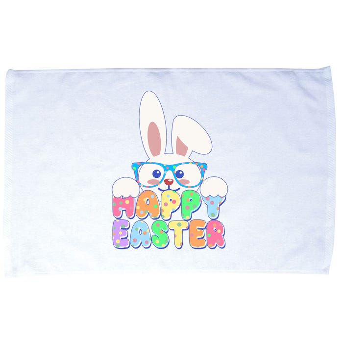 Cute Happy Easter Bunny Rabbit With Glasses Microfiber Hand Towel