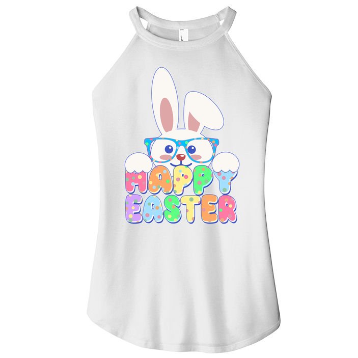 Cute Happy Easter Bunny Rabbit With Glasses Women's Perfect Tri Rocker Tank