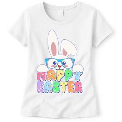 Cute Happy Easter Bunny Rabbit With Glasses Womens T-Shirt