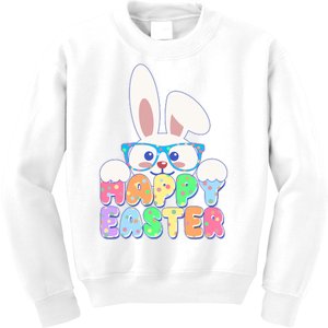 Cute Happy Easter Bunny Rabbit With Glasses Kids Sweatshirt