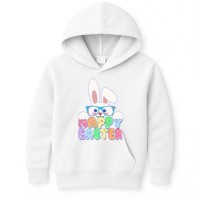 Cute Happy Easter Bunny Rabbit With Glasses Kids Hoodie