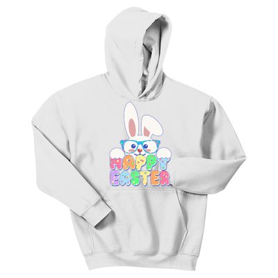 Cute Happy Easter Bunny Rabbit With Glasses Kids Hoodie