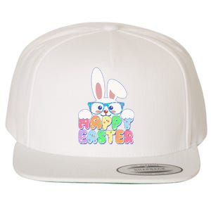 Cute Happy Easter Bunny Rabbit With Glasses Wool Snapback Cap