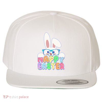 Cute Happy Easter Bunny Rabbit With Glasses Wool Snapback Cap