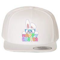 Cute Happy Easter Bunny Rabbit With Glasses Wool Snapback Cap