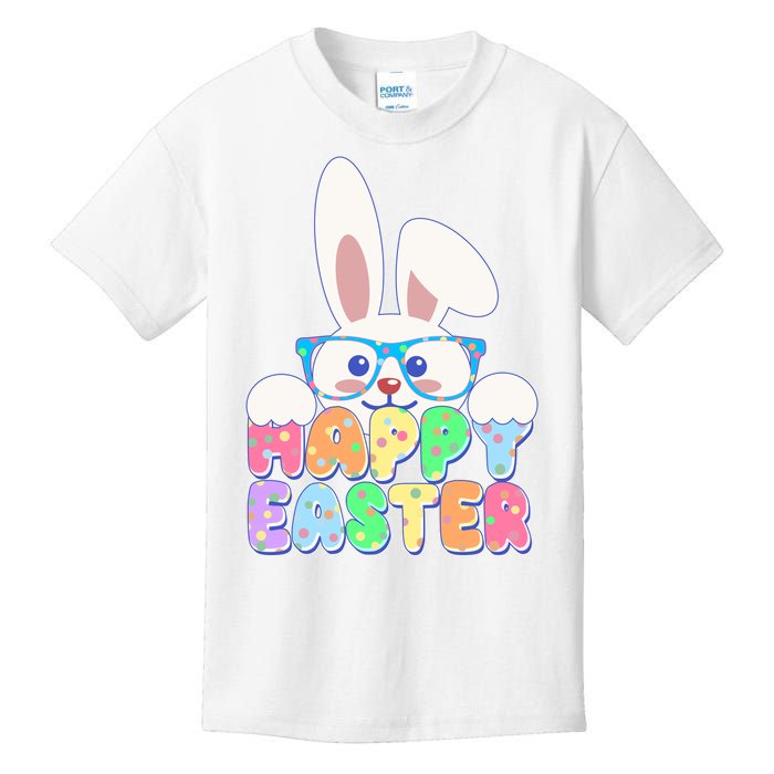 Cute Happy Easter Bunny Rabbit With Glasses Kids T-Shirt