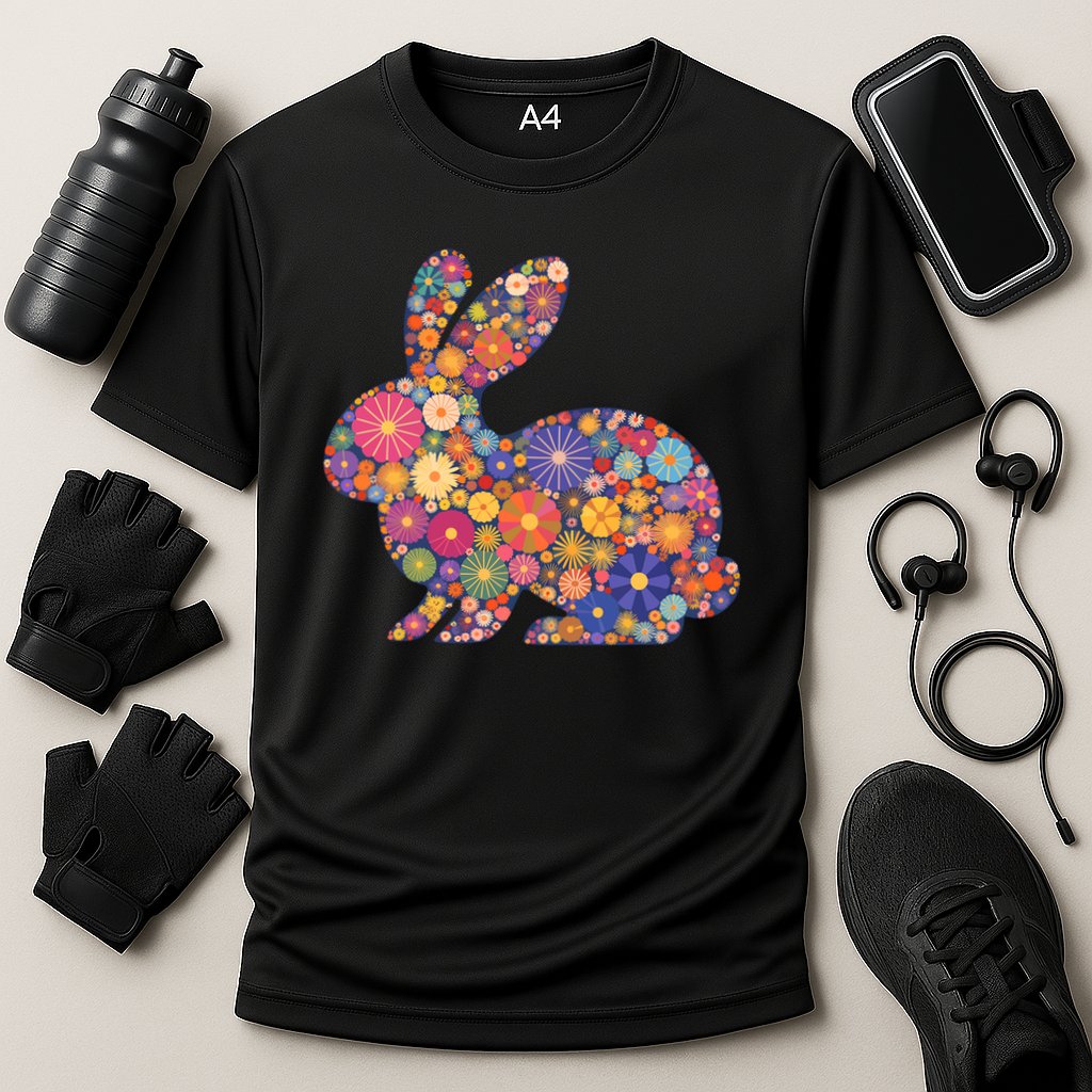 Cute Happy Easter Bunny Retro Spring Flowers  Cooling Performance Crew T-Shirt