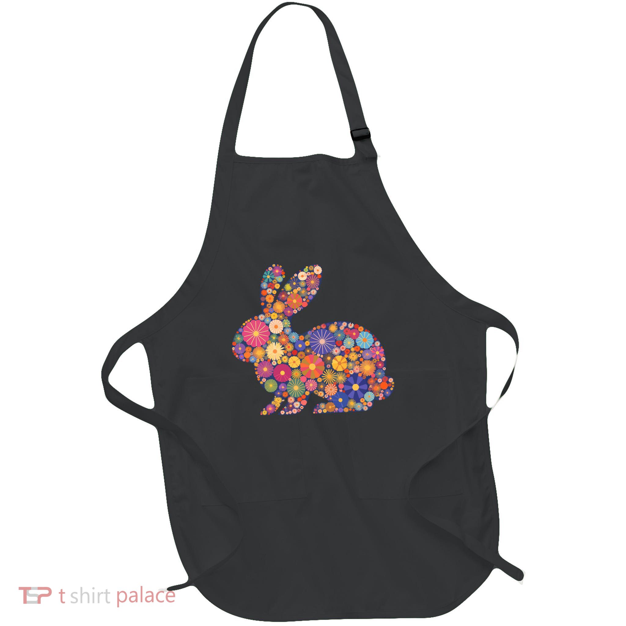 Cute Happy Easter Bunny Retro Spring Flowers  Apron