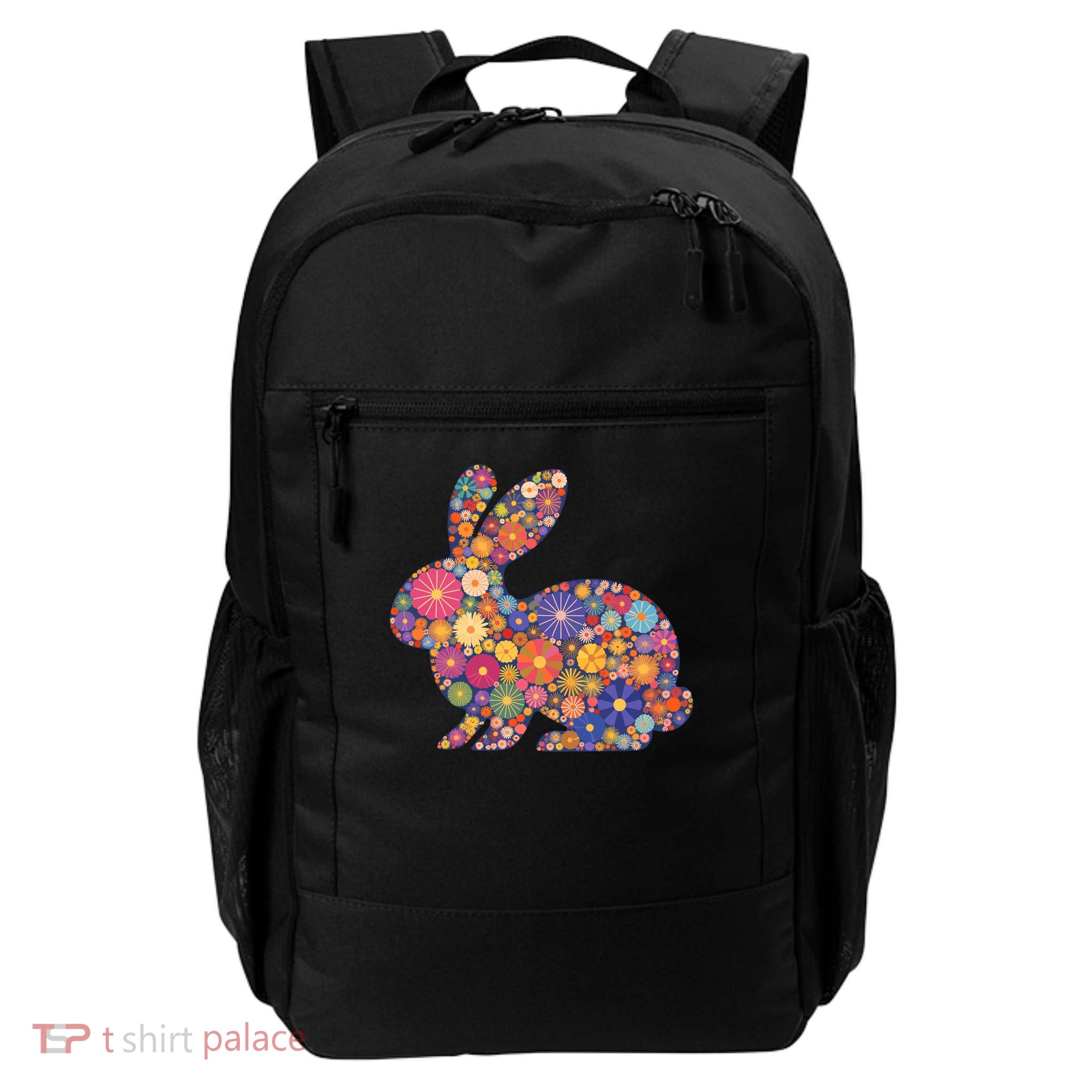 Cute Happy Easter Bunny Retro Spring Flowers  Backpack
