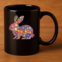Cute Happy Easter Bunny Retro Spring Flowers  11oz C Handle Ceramic Mug