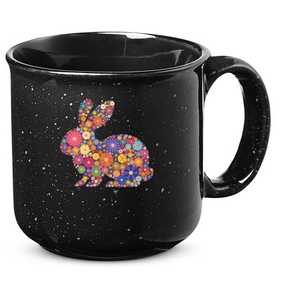 Cute Happy Easter Bunny Retro Spring Flowers  15oz Campfire Ceramic Mug
