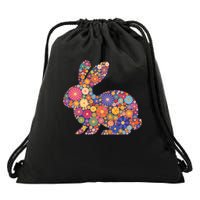 Cute Happy Easter Bunny Retro Spring Flowers  Drawstring Bag