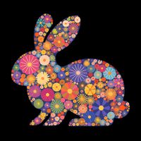 Cute Happy Easter Bunny Retro Spring Flowers  Drawstring Bag