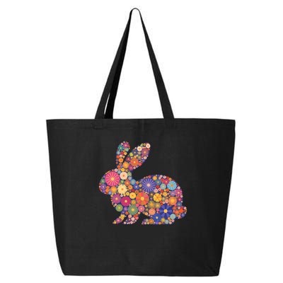 Cute Happy Easter Bunny Retro Spring Flowers  25L Jumbo Tote