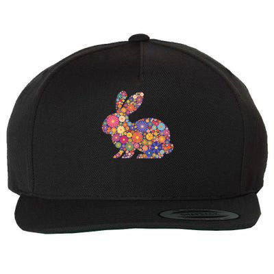 Cute Happy Easter Bunny Retro Spring Flowers  Wool Snapback Cap
