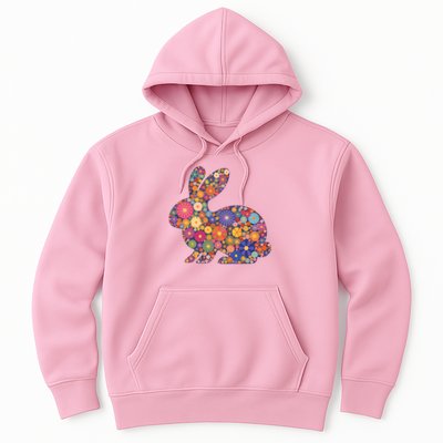Cute Happy Easter Bunny Retro Spring Flowers  Hoodie