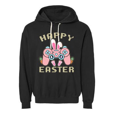 Cute Happy Easter Bunny Game Controller Garment-Dyed Fleece Hoodie