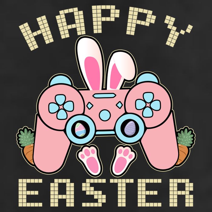 Cute Happy Easter Bunny Game Controller Garment-Dyed Fleece Hoodie