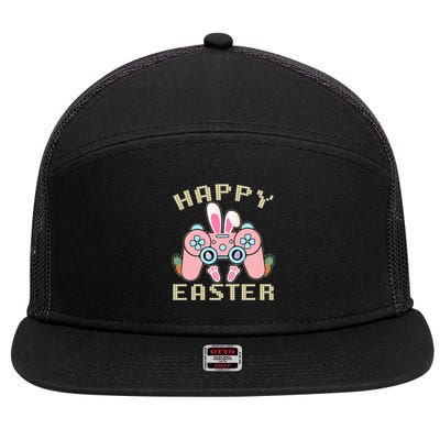 Cute Happy Easter Bunny Game Controller 7 Panel Mesh Trucker Snapback Hat