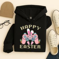 Cute Happy Easter Bunny Game Controller Hoodie
