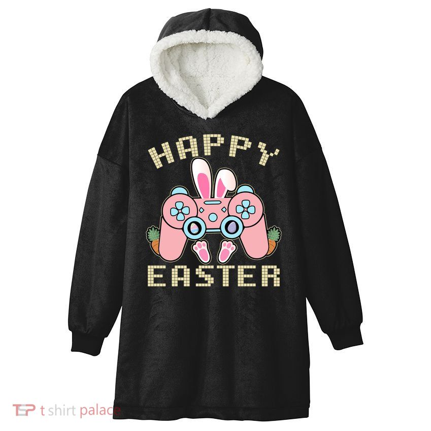 Cute Happy Easter Bunny Game Controller Hooded Wearable Blanket