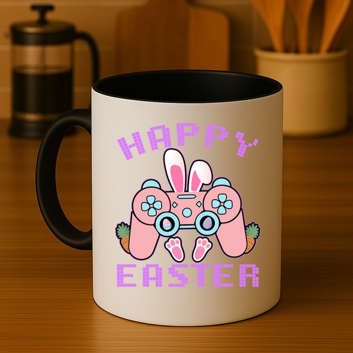 Cute Happy Easter Bunny Game Controller Mug