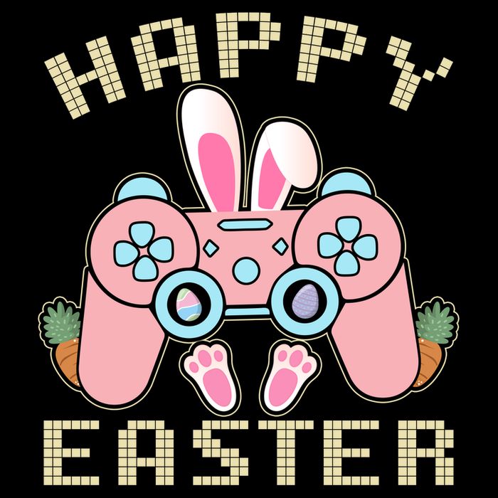 Cute Happy Easter Bunny Game Controller Women's Pullover Hoodie