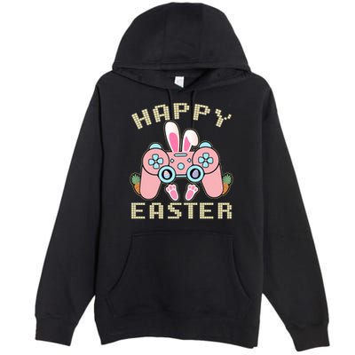 Cute Happy Easter Bunny Game Controller Premium Pullover Hoodie