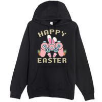 Cute Happy Easter Bunny Game Controller Premium Pullover Hoodie