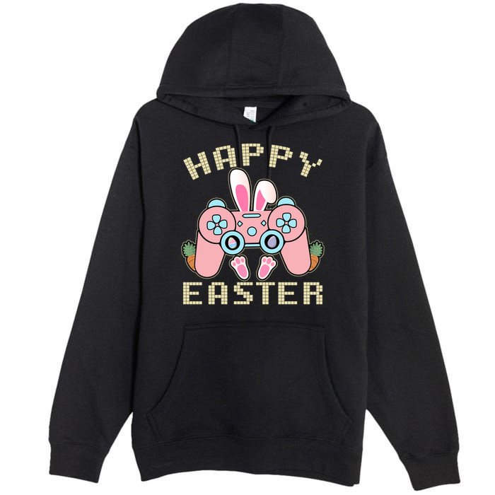 Cute Happy Easter Bunny Game Controller Premium Pullover Hoodie