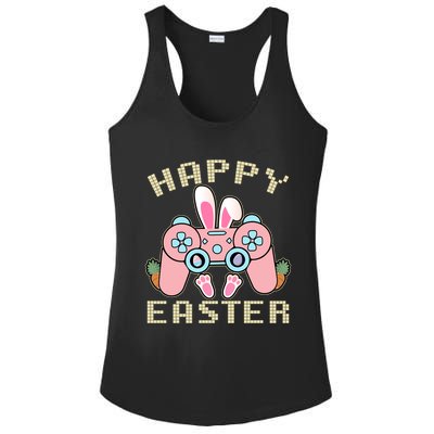 Cute Happy Easter Bunny Game Controller Ladies PosiCharge Competitor Racerback Tank
