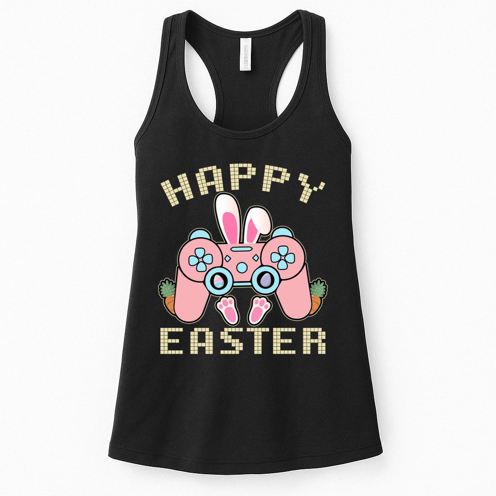 Cute Happy Easter Bunny Game Controller Womens Tank Top