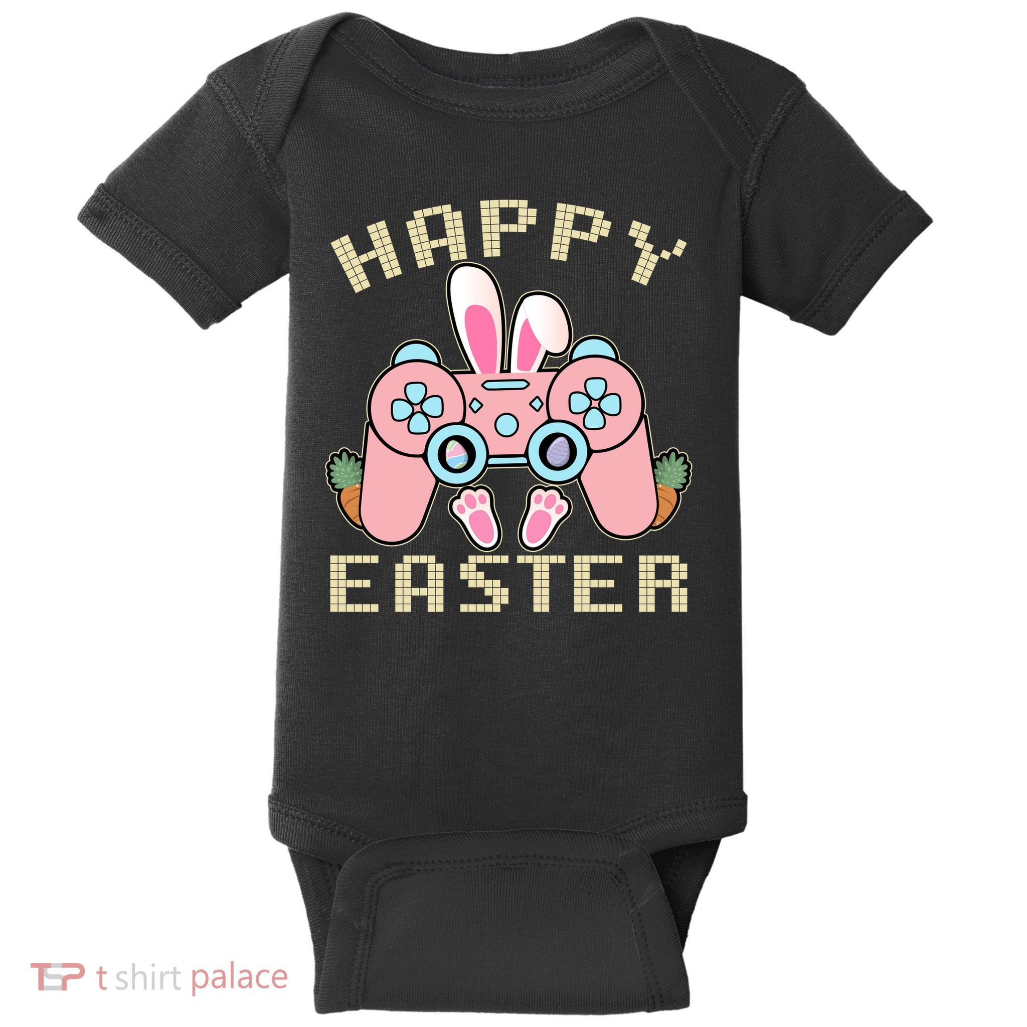 Cute Happy Easter Bunny Game Controller Baby Bodysuit