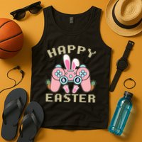 Cute Happy Easter Bunny Game Controller Tank Top