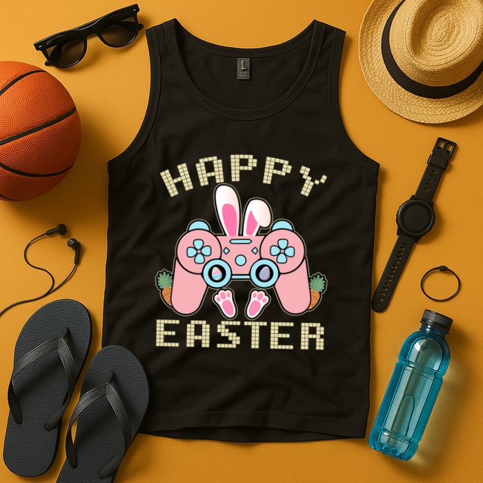 Cute Happy Easter Bunny Game Controller Tank Top